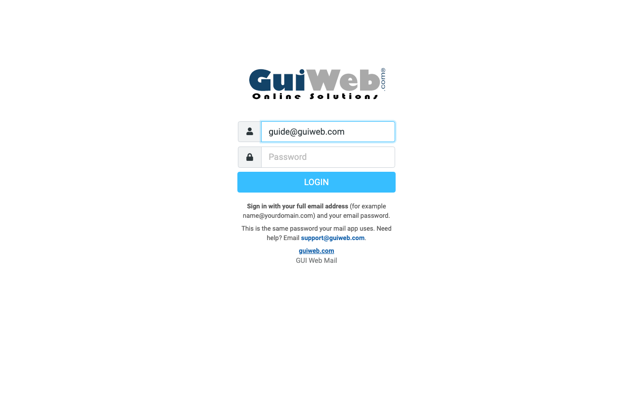 The sign-in page: full email address and password.